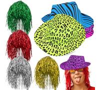 ABOOFAN Set de 1 Chapeau et Postiche Fluo en Plastique pour Fête Néon Motifs Animaux, Ambiance Festive, Accessoires pour Adultes et Femmes en Photo Booth Couleur Couleur Aléatoire