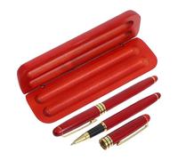 ABOOFAN Set de Stylos Plume en Bois Rouge, Deux Pièces avec Boîte
