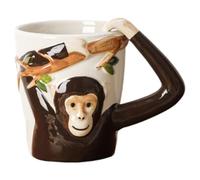 ABOOFAN Tasse à Café Singe 3d en Céramique 400ml Anse pour Bureau | Surface Lisse, Bords Doux, Prise Confortable, Style Dessin Animé, pour Chocolat Chaud, Céréales ou Restaurant