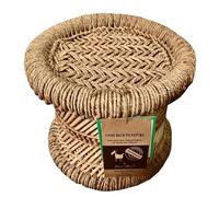 About Home Repose-pieds en bambou fabriqué à la main : pouf en rotin et canne - élégant et durable pour la décoration de votre salon. Parfait pour les maisons soucieuses de l'environnement