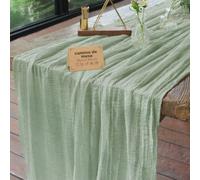 aboveBED Chemin de Table Vert Sauge, 85 x 300cm Chemins de Table Gaze Mousseline Tissu, Décoration de Table de Mariages, Anniversaires, Fêtes, Enterrements Thanksgiving de Noël