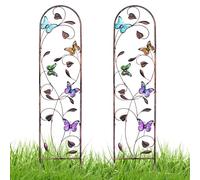 aboxoo Lot de 2 treillis de jardin papillon en métal pour plantes grimpantes, treillis décoratif pour extérieur, terrasse, jardin, pelouse, cour, arrière-cour, supports muraux, 152,4 x 27,9 cm (H x l)