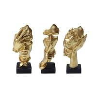 aboxoo Lot de 3 statues de penseur Silence is Gold - Figurines d'art abstrait No Hear No See No Speak - Sculptures modernes en résine - Objets décoratifs modernes pour chambre créative, maison, bureau
