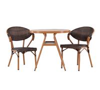 Abrantes set de jardin table, 2 chaises marron.