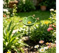 Abreuvoir d'Abeilles en Fleur en Céramique, Abreuvoir d'Insectes avec Piquet de Jardin, Décoration de Jardin Créatif, Cadeau pour Amoureux de la Nature et Apiculture(Green)