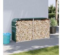 Abri à bois de cheminée, vert, en acier galvanisé, 180 x 45 x 100 cm, robuste, pour extérieur, avec crochet mural, panier à bûches pour jardin, terrasse