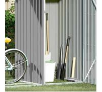 Abri à bois de jardin - WIENS - 245x98x159 cm - Acier galvanisé - Gris - Sans plancher - Râtelier à bûches