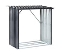 Abri à Bois Moderne en Acier Galvanisé Accessoire de Jardin Extérieur Résistant aux Intempéries Gris Graphite Scheggino