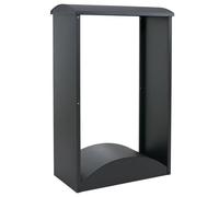 Abri a bois range bûches exterieur avec base arrondie 160 x 98 x 50 cm en metal galvanise anthracite 04_0008893