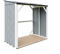 Abri à bûches avec remise 2,54 m², abri pour bois de chauffage gris
