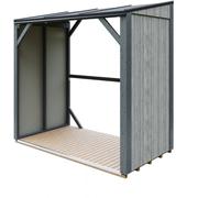 Abri à bûches avec remise 2,54 m², abri pour bois de chauffage gris