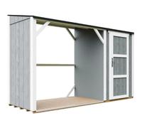 Abri à bûches avec remise 4,14 m², abri pour bois de chauffage gris