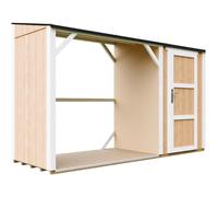 TIMBELA M985-HARVEST Honey Abri à bûches avec Remise 4,14 m², abri pour Bois de Chauffage avec Rangement fermé