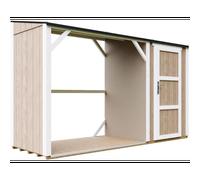 Abri à bûches avec remise 4,14 m², abri pour bois de chauffage marron