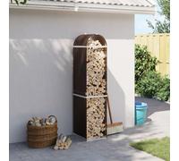 Abri à bûches de cheminée marron en acier galvanisé - 40 x 45 x 170 cm - Étagère à bûches avec crochets - Panier à bois pour le stockage du bois de chauffage - Support empilable pour cheminée et poêle