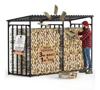 Abri à bûches extérieur en métal avec toit 300x105x185cm galvanisé | Résistant aux intempéries, Capacité 5 m³, Rangement bois de chauffage, XXL 3 m
