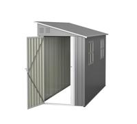 Abri appentis métal 4x10 gain de place, porte réversible, 2 fenêtres | Design appentis réversible idéal contre un mur, maximise les petits espaces - montage rapide, acier résistant,serrure incluse