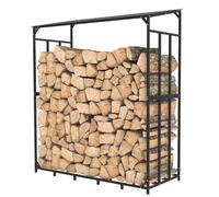 Abri Bûche Extérieur Bois Jardin - Rangement Bois de Chauffage 156.5x60x176.5cm Étagère en Métal pour Bois de Cheminée Noir