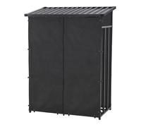 casa.pro Abri-Bûches Couvert avec Housse de Protection Support Bois de Chauffage Range-Bûches pour Stockage Extérieur Acier Galvanisé Laqué Polyester Métal Noir