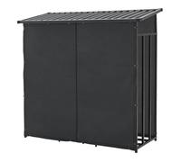 Abri-bûches couvert acier 185 x 180 x 70 cm noir
