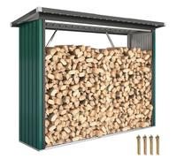 Abri-bûches couvert - Outsunny - plancher surélevé et toit incliné, montage rapide - acier galvanisé - 213x66,5x150cm - vert