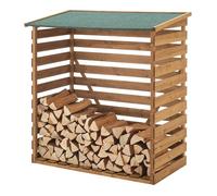 Abri-bûches extérieur sapin, toiture bitumée, range-bûches robuste 123 x 116 x 64 cm pour bois de chauffage, finition verte