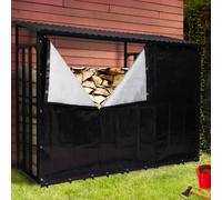 IDMarket – Abri de stockage en acier galvanisé pour bûches L. 274 cm avec housse de protection