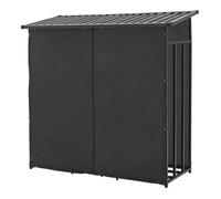 Abri-bûches - HELLOSHOP26 - Couvert avec housse - 185 x 180 x 70 cm - Acier galvanisé - Imperméable