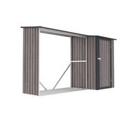 Abri bûches métal avec rangement en acier galvanisé 3,49 m3 - 2.5 stères - L282 x P109 x H168 cm - DORWOOD