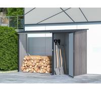 Abri bûches métal avec rangement en acier galvanisé 3,49 m3 - 2.5 stères - L282 x P109 x H168 cm - DORWOOD