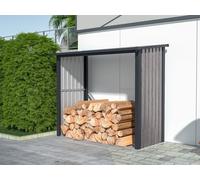Abri bûches métal en acier galvanisé effet bois 1,98 m3 - 2,5 stères - L182 x P89 x H156cm - BIRWOOD