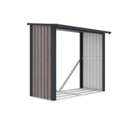 Abri bûches métal en acier galvanisé effet bois 1,98 m3 - 2,5 stères - L182 x P89 x H156cm - BIRWOOD