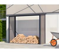 Abri bûches métal en acier galvanisé effet bois 3,27 m3 - 4 stères - L242 x P89 x H190 cm - WINWOOD