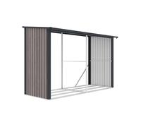 Vente-unique - Abri bûches métal en acier galvanisé effet bois 5,78 m3-7 stéres - L302 x P119 x H190cm - VARWOOD