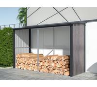 Abri bûches métal en acier galvanisé effet bois 5,78 m3 - 7 stères - L302 x P119 x H190cm - VARWOOD