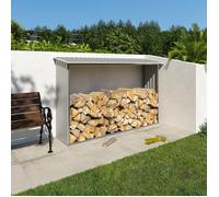 Abri bûches métal TRIGANO 3 stères avec toit incliné et structure acier galvanisé pour protéger votre bois au jardin