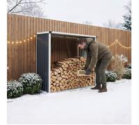 casa.pro Abri-Bûches Couvert Solide Support pour Bois de Chauffage Robuste Range-Bûches pour Stockage Extérieur du Bois en Acier Galvanisé 158 x 80 x 152 cm Anthracite