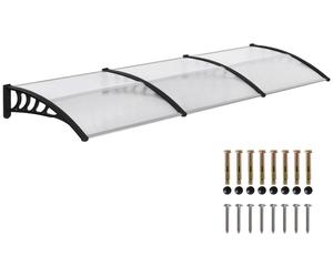 Abri de balcon moderne Outsunny, en polycarbonate et aluminium, pour balcons, fenêtres et portes, avec support en PP, dimensions : 303 x 96 x 27 cm