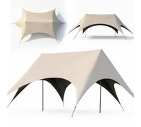 Abri de Camping 28m² Portable Toile d'Ombrage Plage | Bâche Camping Portative avec Mâts Solides, Toile d'Ombrage 28m² Imperméable pour Barbecue Terrasse et Événements