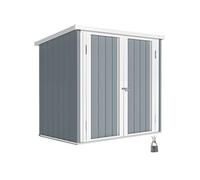 Outsunny Abri de Jardin - cabane de Jardin 1,09 m² - cabanon Rangement Outils 2 Portes verrouillables - dim. 147L x 86l x 134H cm - tôle d'acier Gris Clair Blanc