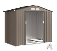 Abri de Jardin 2,42 m² Outsunny cabane de jardin armoire de jardin Dim. 213L x 130l x 185H cm Porte coulissante Acier marron