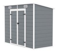 Outsunny Abri de Jardin 2,54 m² cabane de Jardin extérieur 2,4 x 1,3 m cabanon Rangement Outils avec Fondation, fenêtre, Portes verrouillables et 2 aérations, abri à Outils en Aluminium et PP, Gris