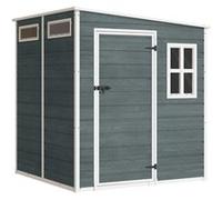 Abri de jardin - cabanon de stockage - Outsunny - plancher structure aluminium 3 fenêtres - résine - 182x182x183cm - gris effet bois