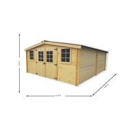 Abri de jardin 20,97 m² en bois massif - Toiture en plaques ondulées - 4,16x5,04 m