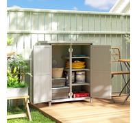 Outsunny Abri de Jardin Armoire de Jardin pour Outils 75L x 40l x 90H cm 3 étagères 2 Portes Toit en Asphalte imperméable Bois de Sapin Gris
