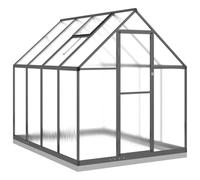 Abri de jardin 224 x 169 x 202 cm, cadre en aluminium | Fenêtre d'aération réglable sur 5 positions, porte battante, système de gouttière, cadre de fond en acier de 7 cm