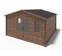 Abri de jardin 25 m² - traité marron - porte double - Ép. 28 mm DOM596 - ALTANKA