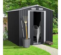 Abri De Jardin 3,7m² Gris En Acier Galvanisé Avec Base Gris