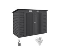 Outsunny Abri de Jardin en Métal 3 m², Cabane de Jardin 249x121x183cm, Structure en Acier Galvanisé Améliorée, Cabanon Rangement Outils, Gants, Portes Verrouillables, Aérations, Gris