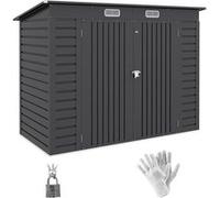 Abri de jardin 3 m² tôle d'acier 2 portes verrouillables 2 évents toit incliné G